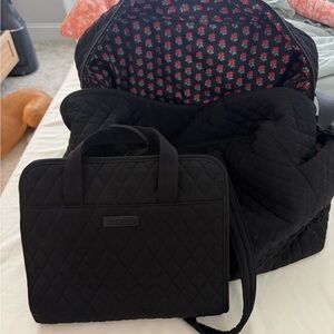 Vera Bradley Black Quilted Travel Bag Set